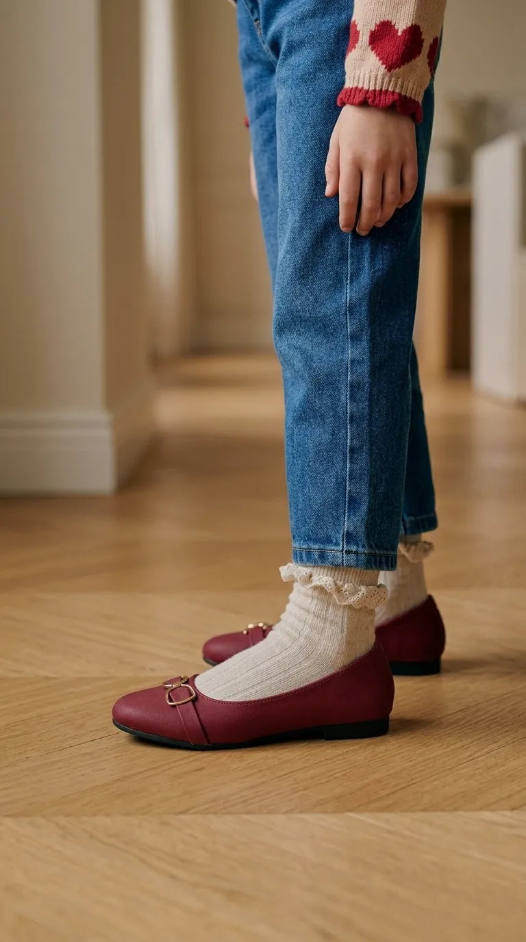 Girls Maroon Formal Pumps KD8406