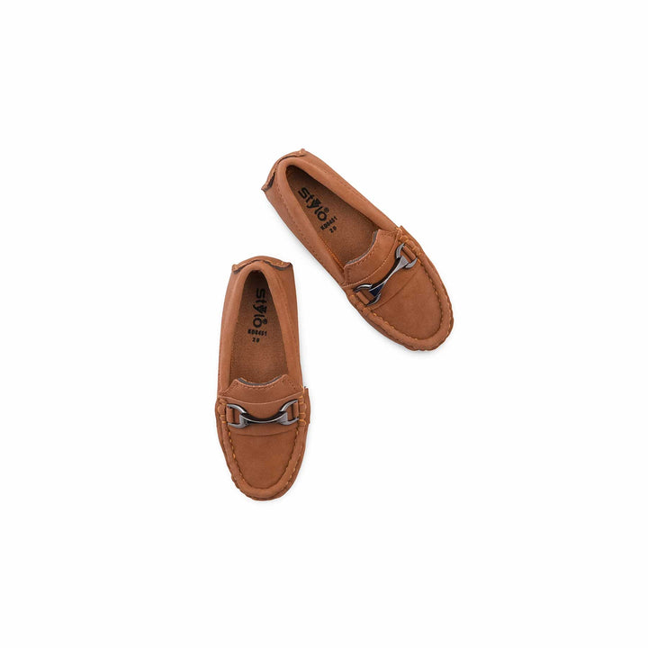 Boys Tan Formal Moccassin KD8451
