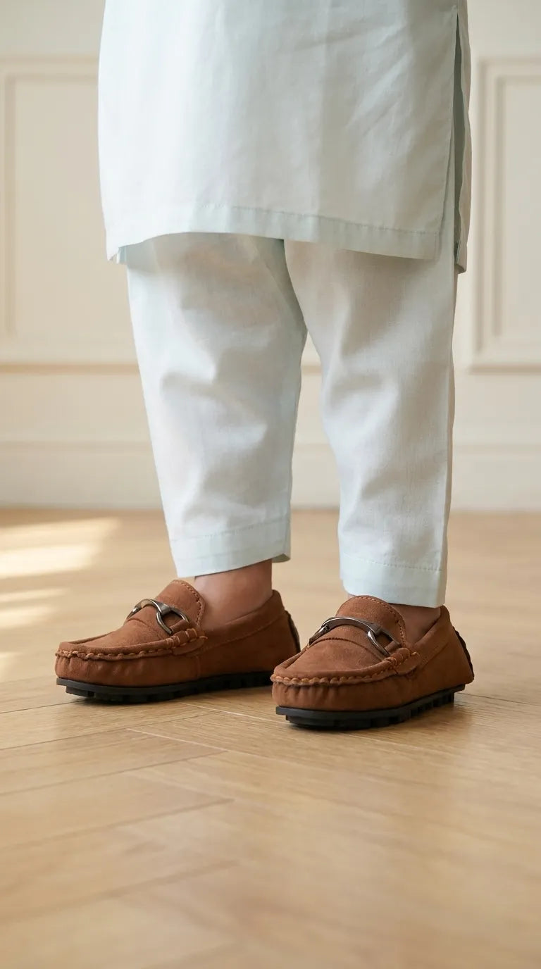 Boys Tan Formal Moccassin KD8451