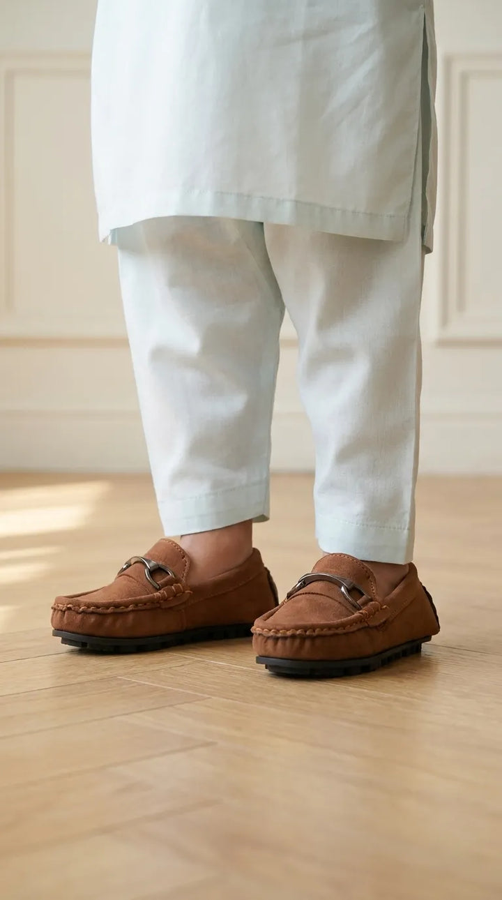 Boys Tan Formal Moccassin KD8451
