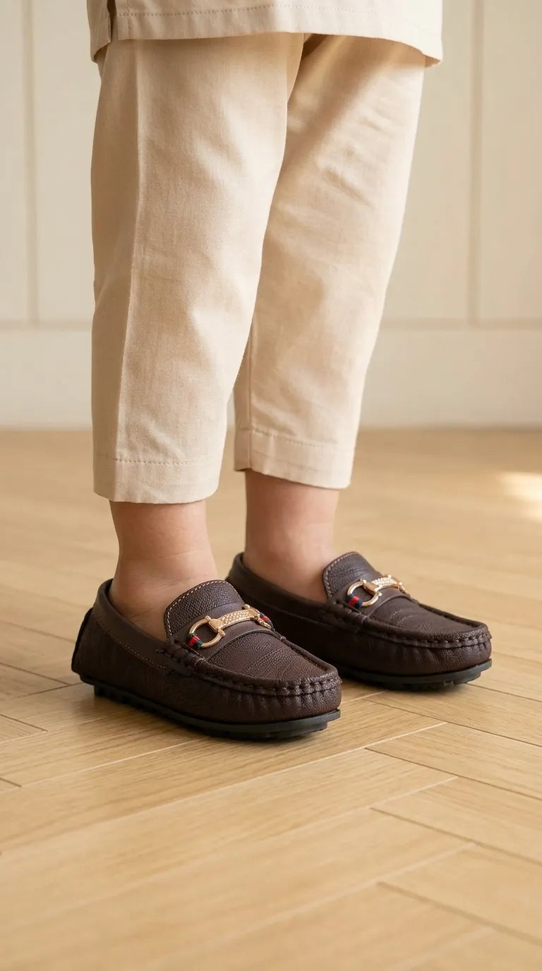 Boys Coffee Formal Moccasin KD8453