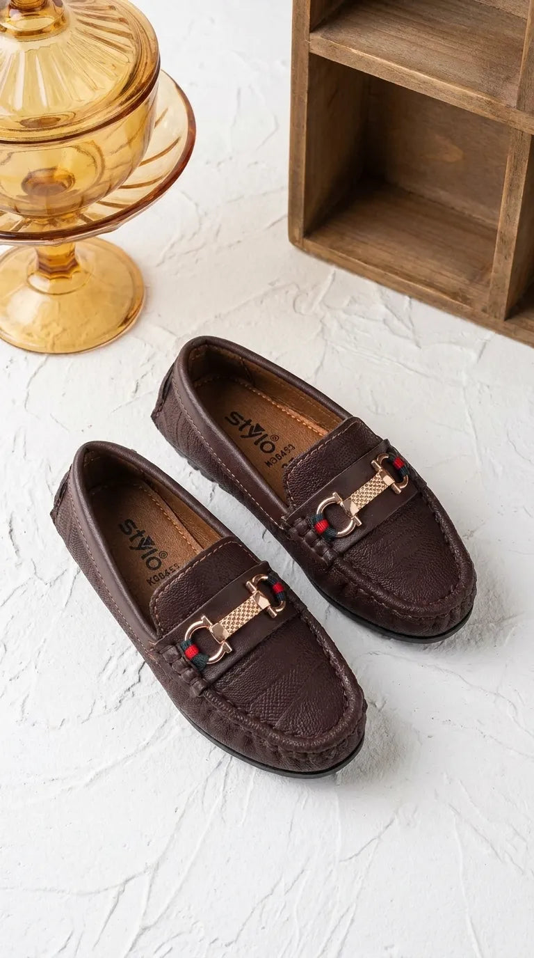 Boys Coffee Formal Moccasin KD8453