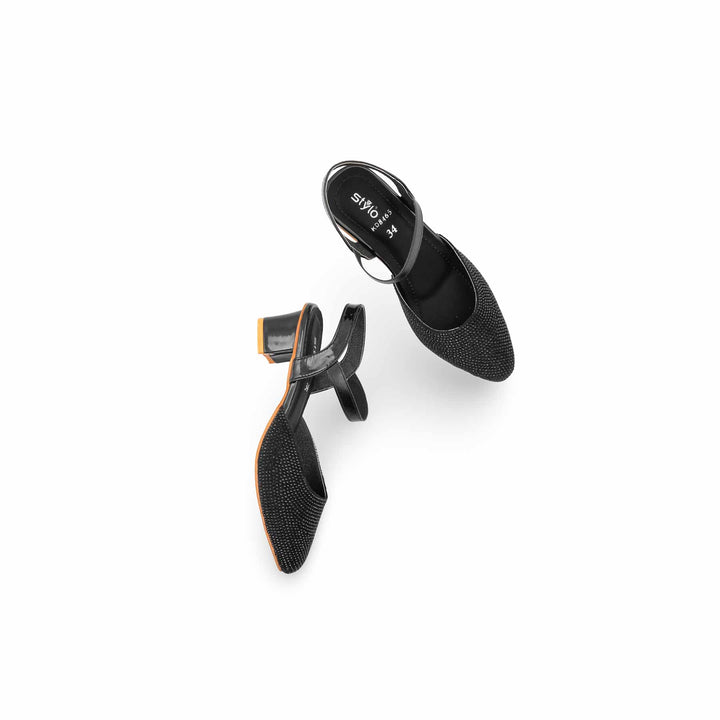 Girls Black Fancy Court Shoes KD8465