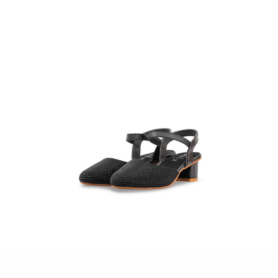Girls Black Fancy Court Shoes KD8465