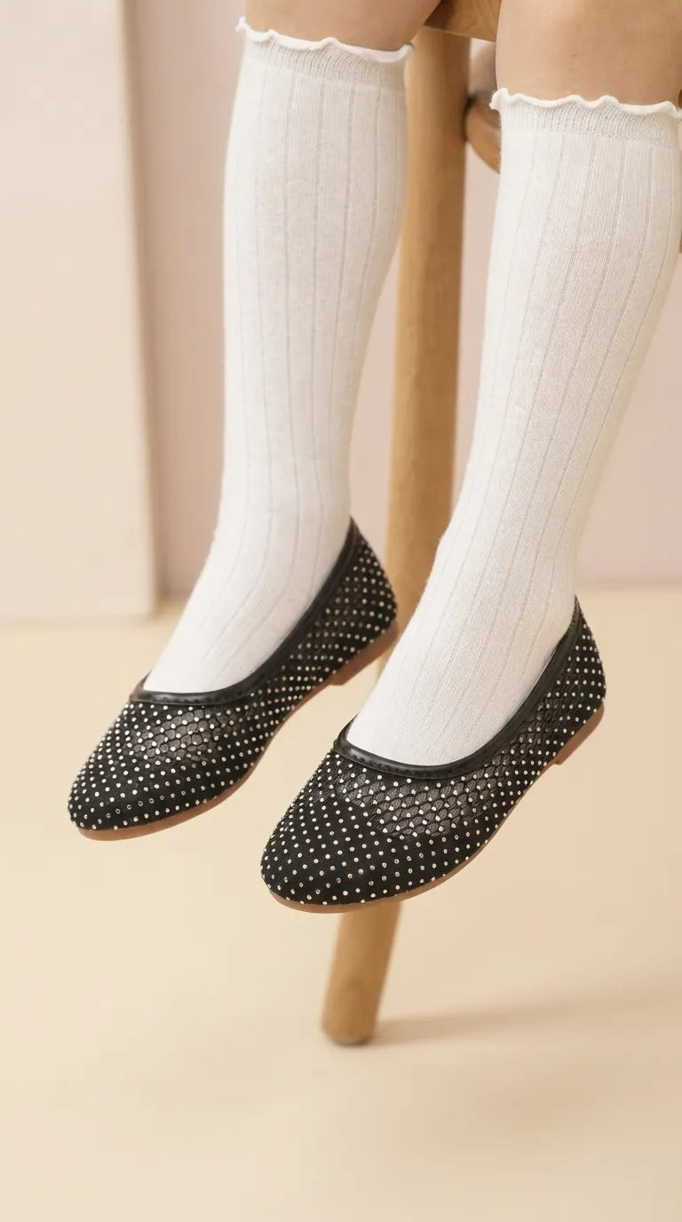 Girls Black Fancy Pumps KD8467