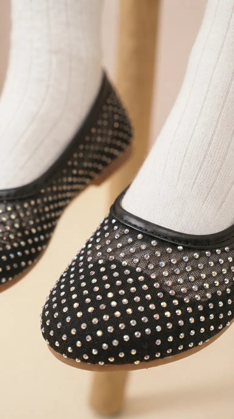 Girls Black Fancy Pumps KD8467