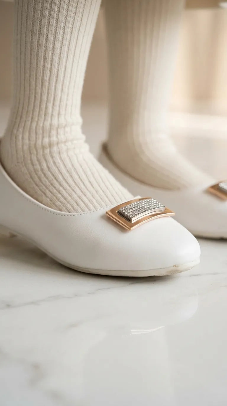 Girls White Formal Pumps KD8473