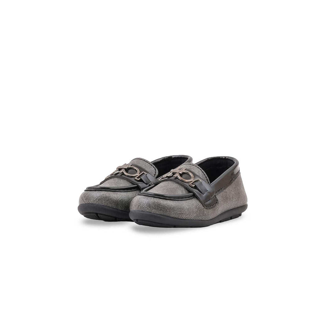 Boys Grey Formal Moccasin KD8499