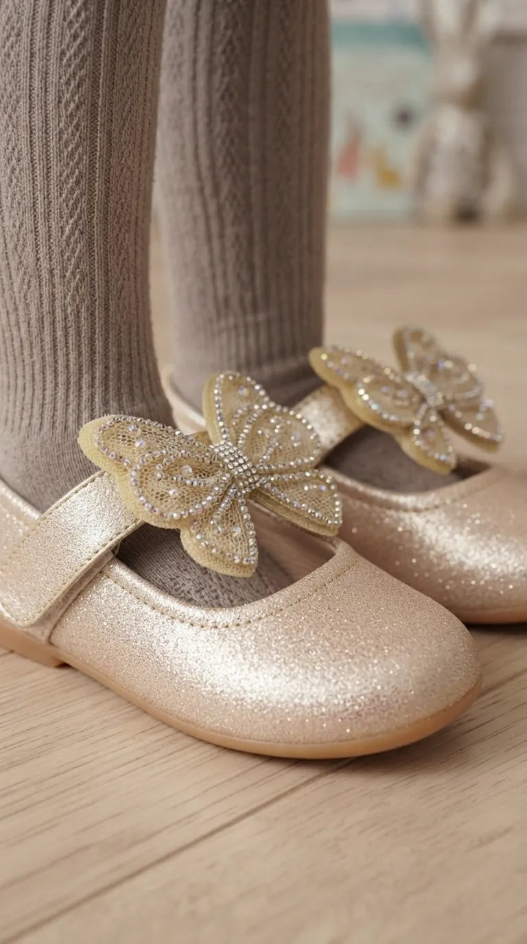 Girls Golden Fancy Pumps KD8544