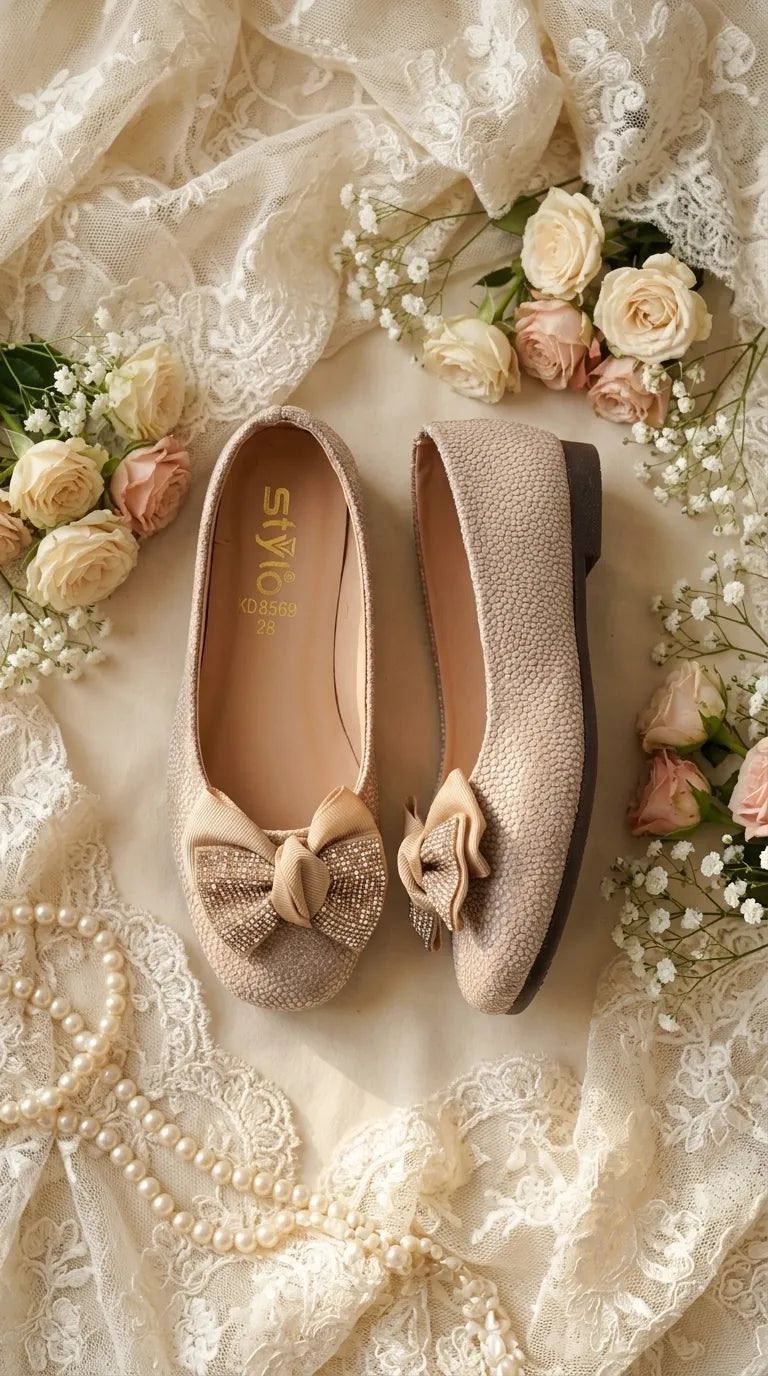 Girls Golden Fancy Pumps KD8569