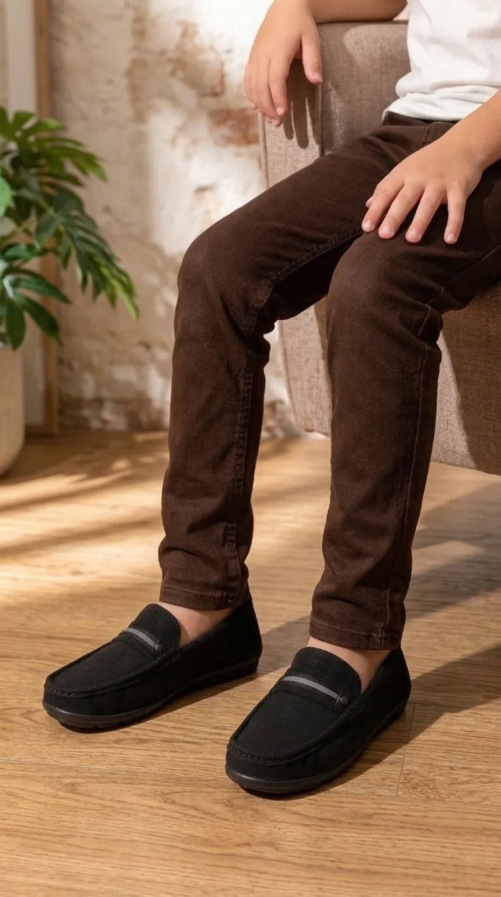 Boys Grey Formal Moccasin KD8626