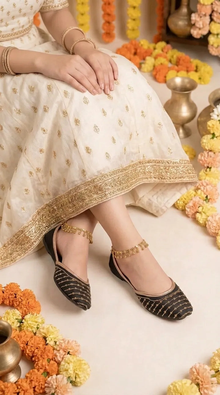 Girls Black Fancy Khussa KD8643