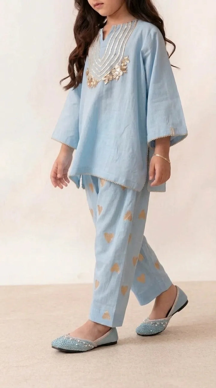 Girls Sky Blue Fancy Khussa KD8668
