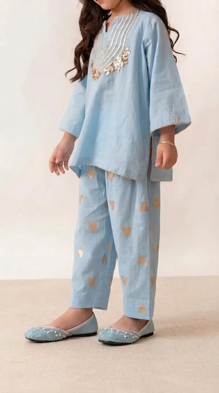Girls Sky Blue Fancy Khussa KD8668