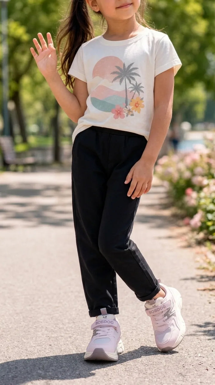 Girls Pink Casual Jogger KD8767