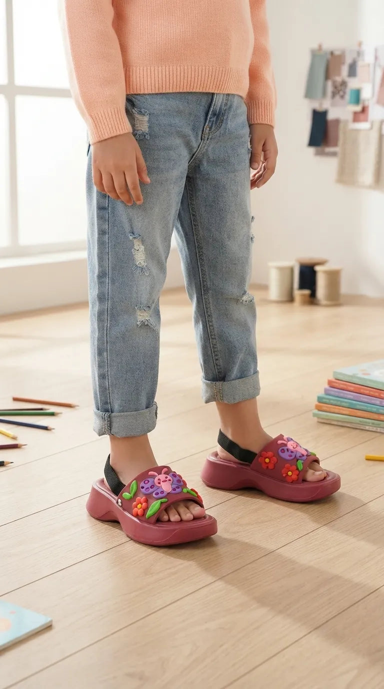 Girls Maroon Casual Flip Flop KD8843