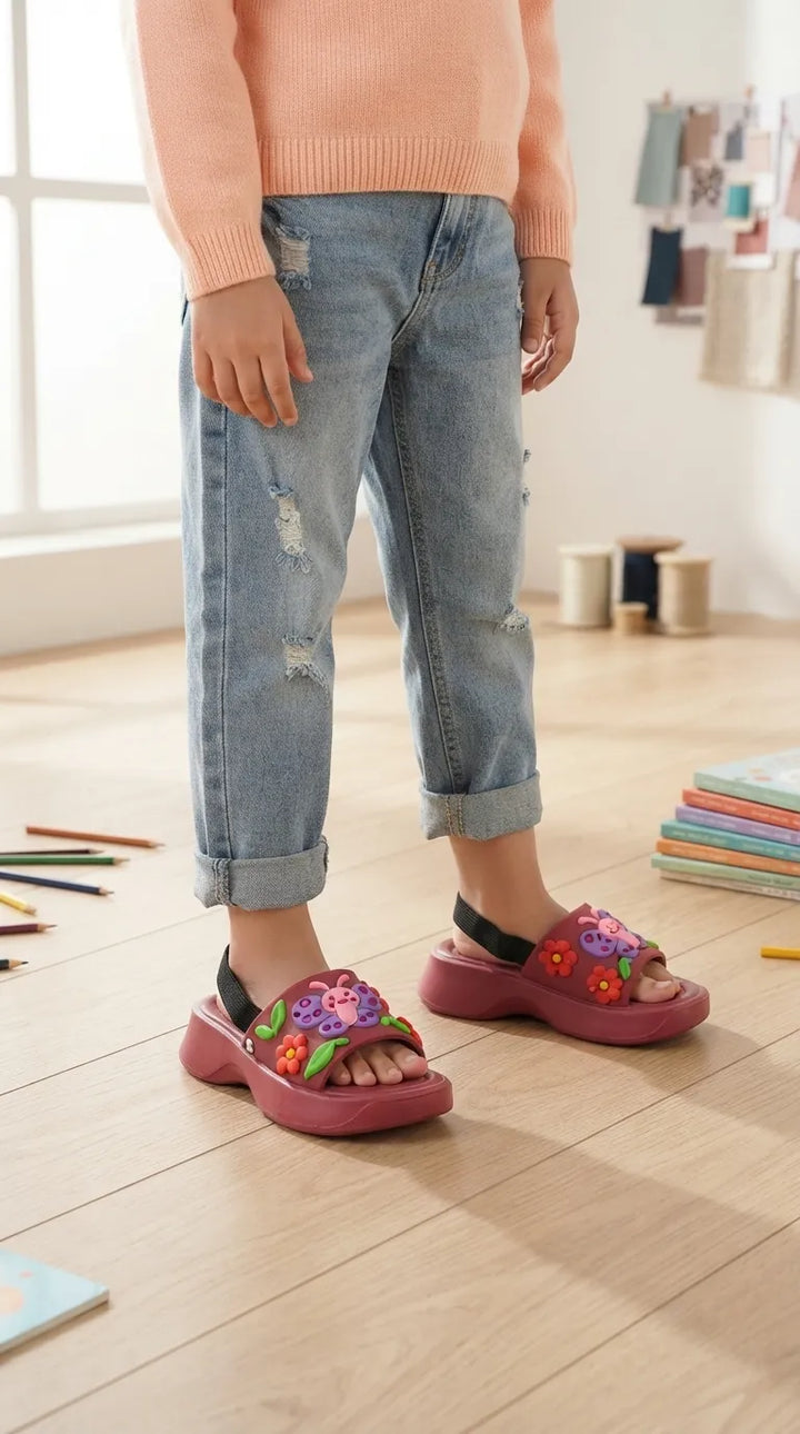 Girls Maroon Casual Flip Flop KD8843
