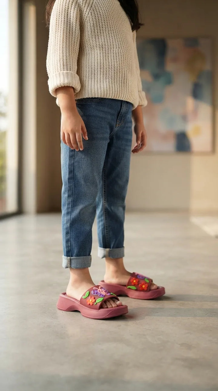 Girls Maroon Casual Flip Flop KD8844