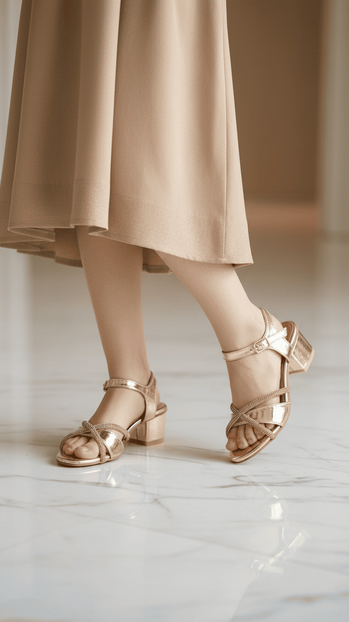 Girls Golden Fancy Sandal KD9861