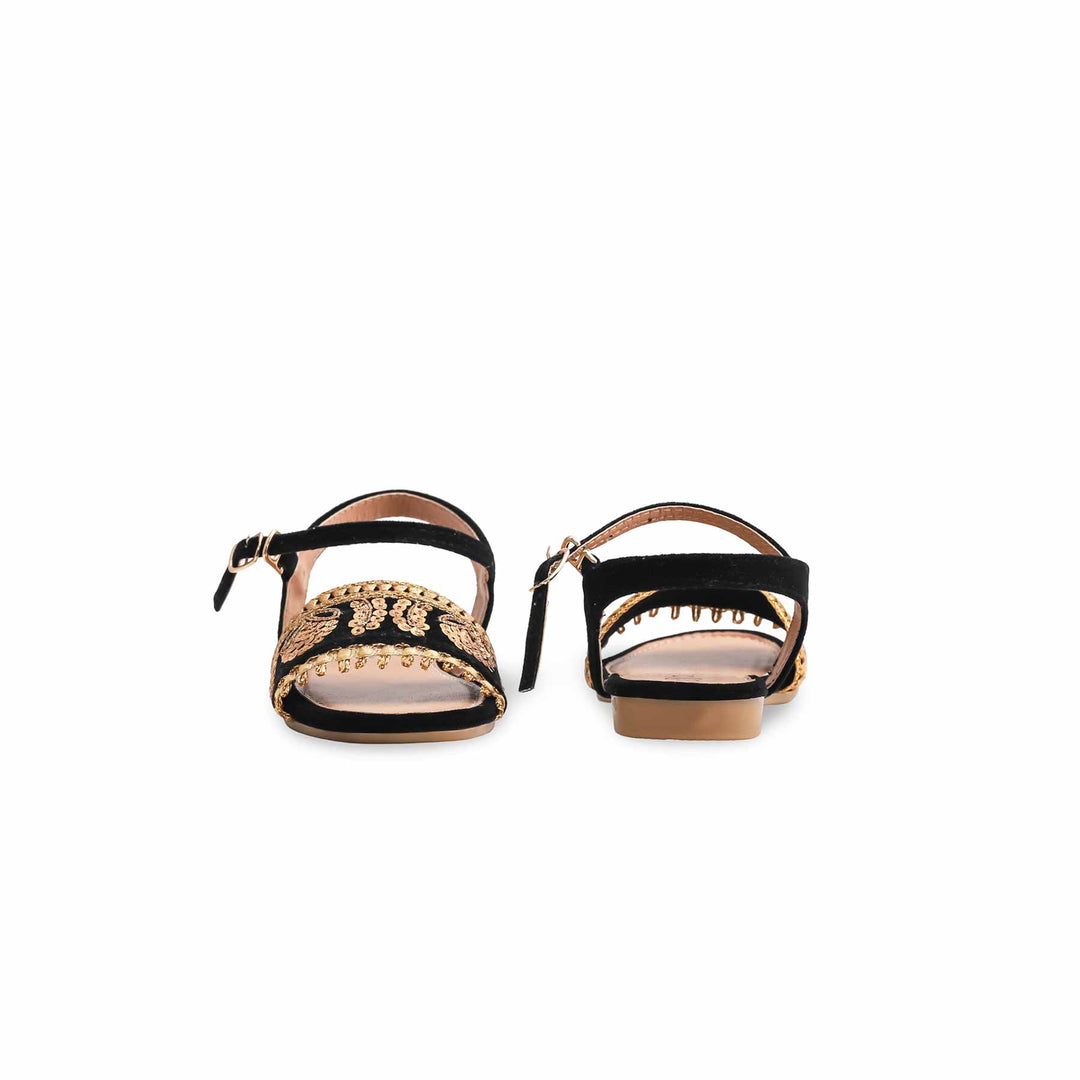 Girls Black Casual Sandal KD9891