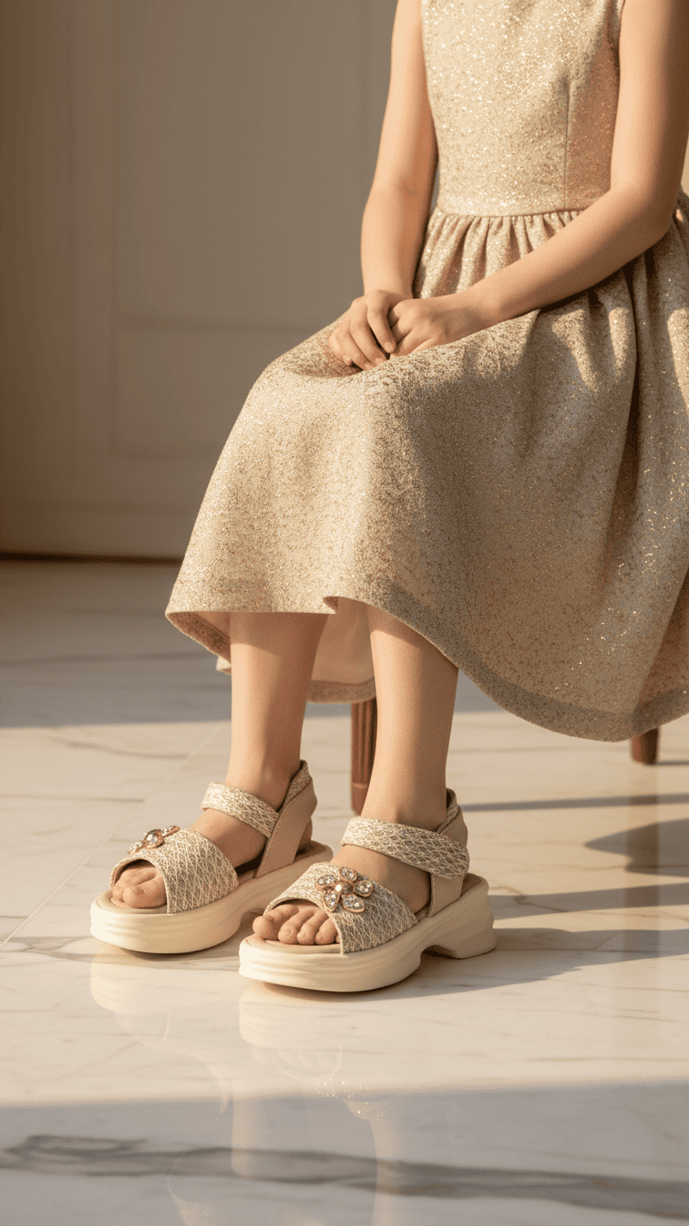 Girls Golden Formal Sandal KD9900