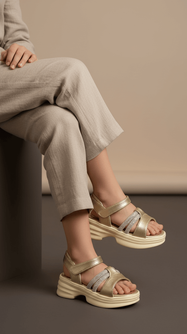 Girls Golden Formal Sandal KD9902