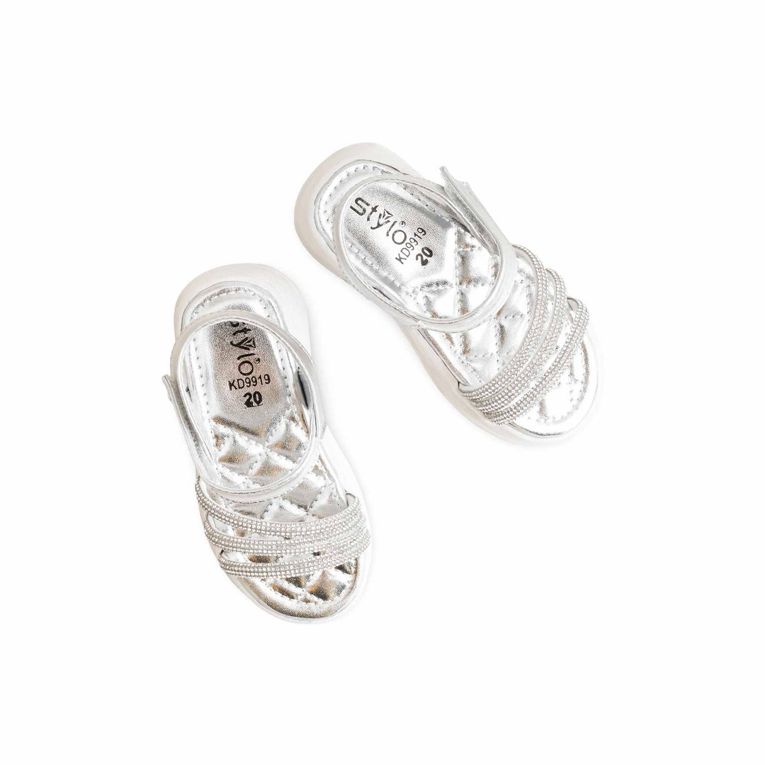 Girls Silver Fancy Sandal KD9919