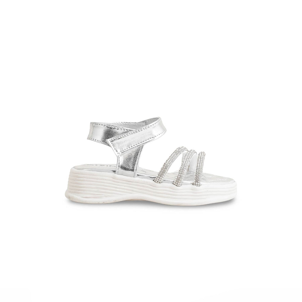 Girls Silver Fancy Sandal KD9919
