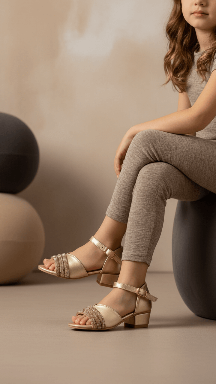 Girls Golden Formal Sandal KD9926