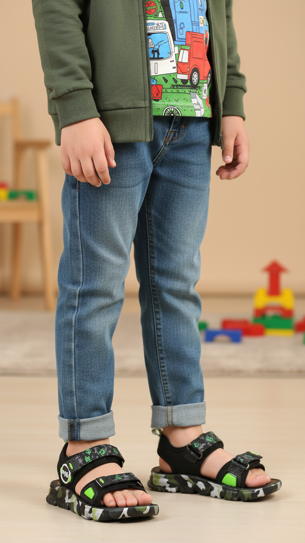 Boys Black Casual Sandal KD9976
