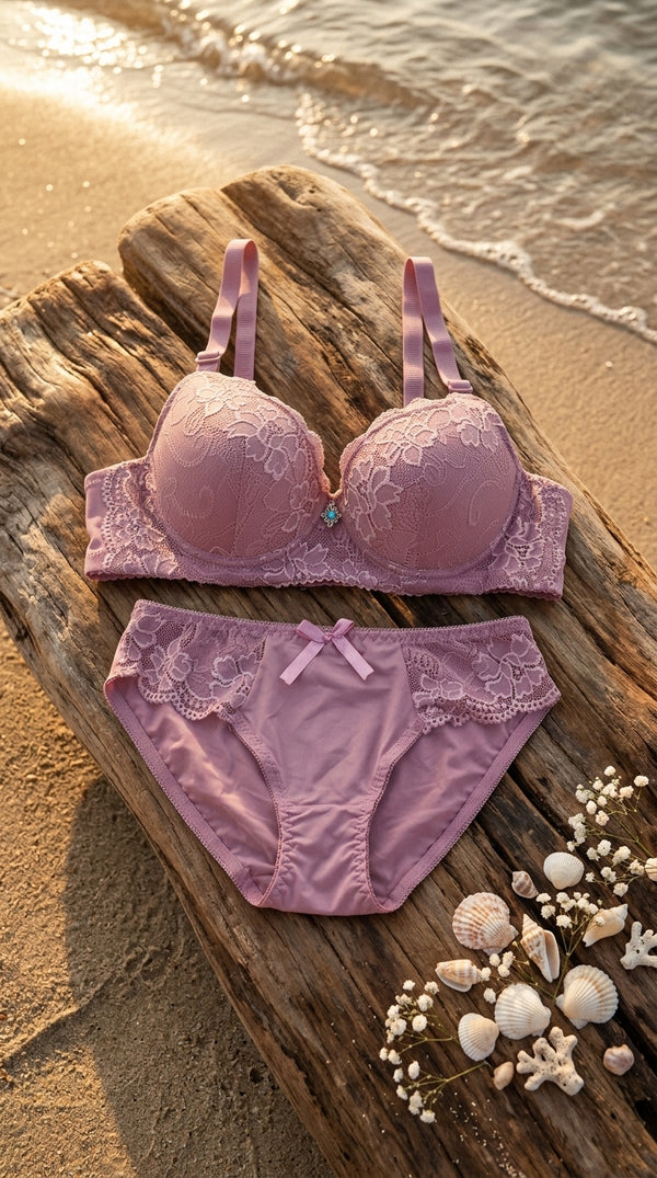 Pink Padded Bra Set For Women LB2034