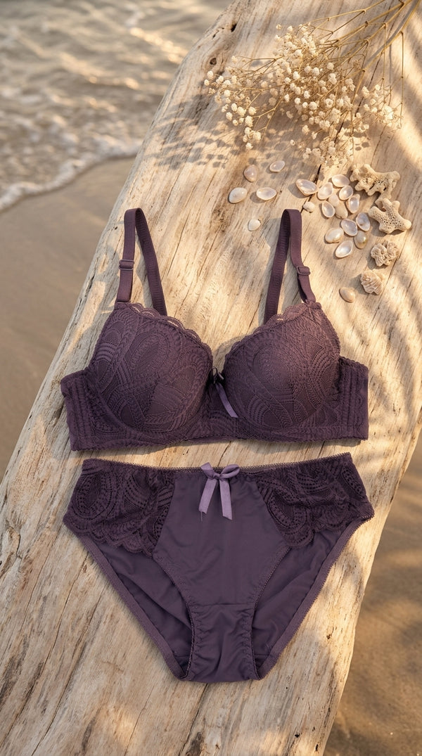 Grey Padded Bra Set For Women LB2046
