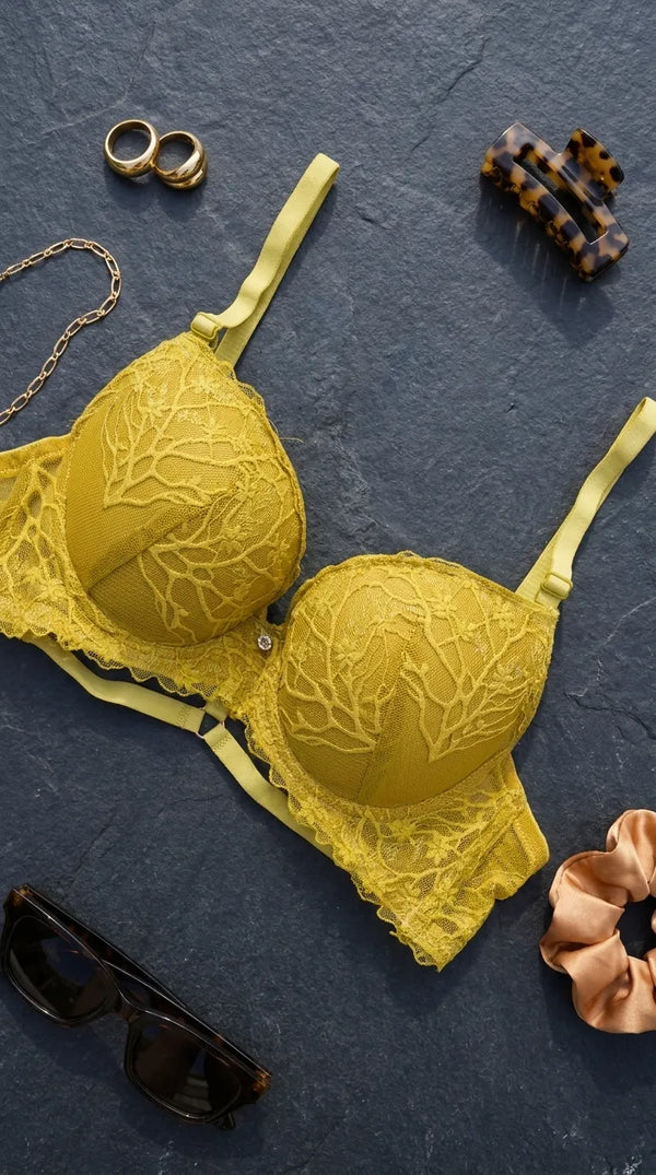 Mustard Padded Bra Set For Women LB2074