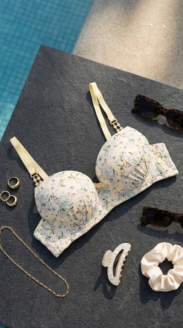 Yellow Padded Bra Set For Women LB2076