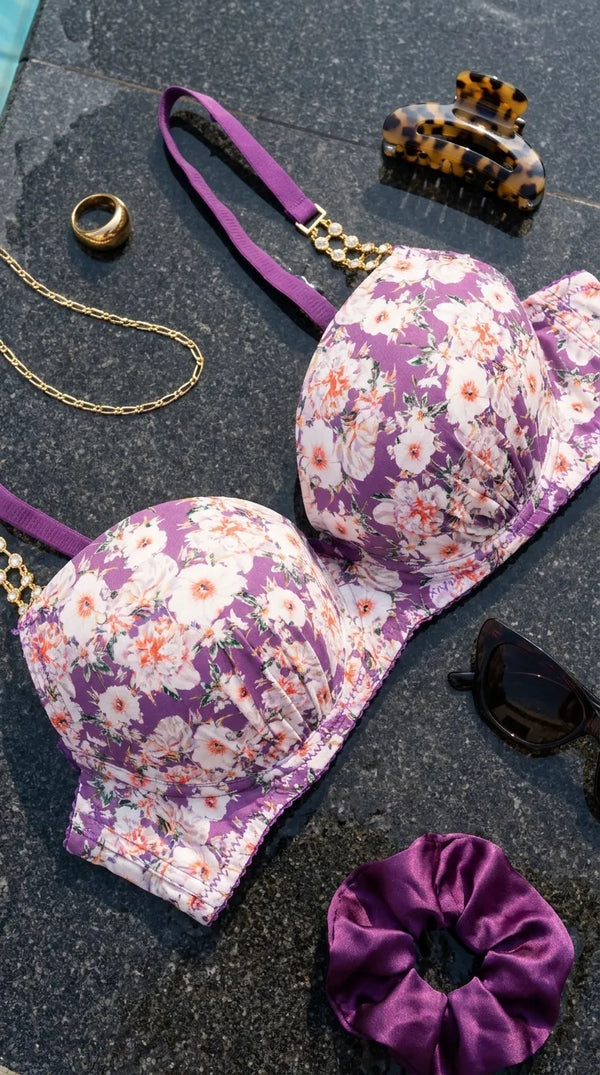 Purple Padded Bra Set For Women LB2076