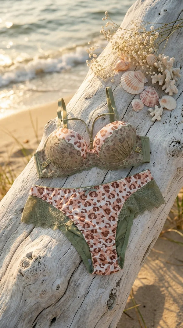 Green Padded Bra Set For Women LB2077