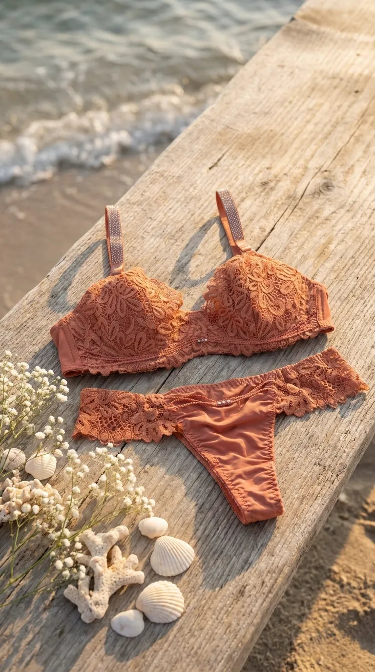 GOL/RED Padded Bra Set For Women LB2078