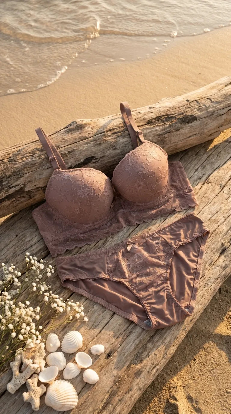 GOL/RED Push-Up Bra Set For Ladies LB2079