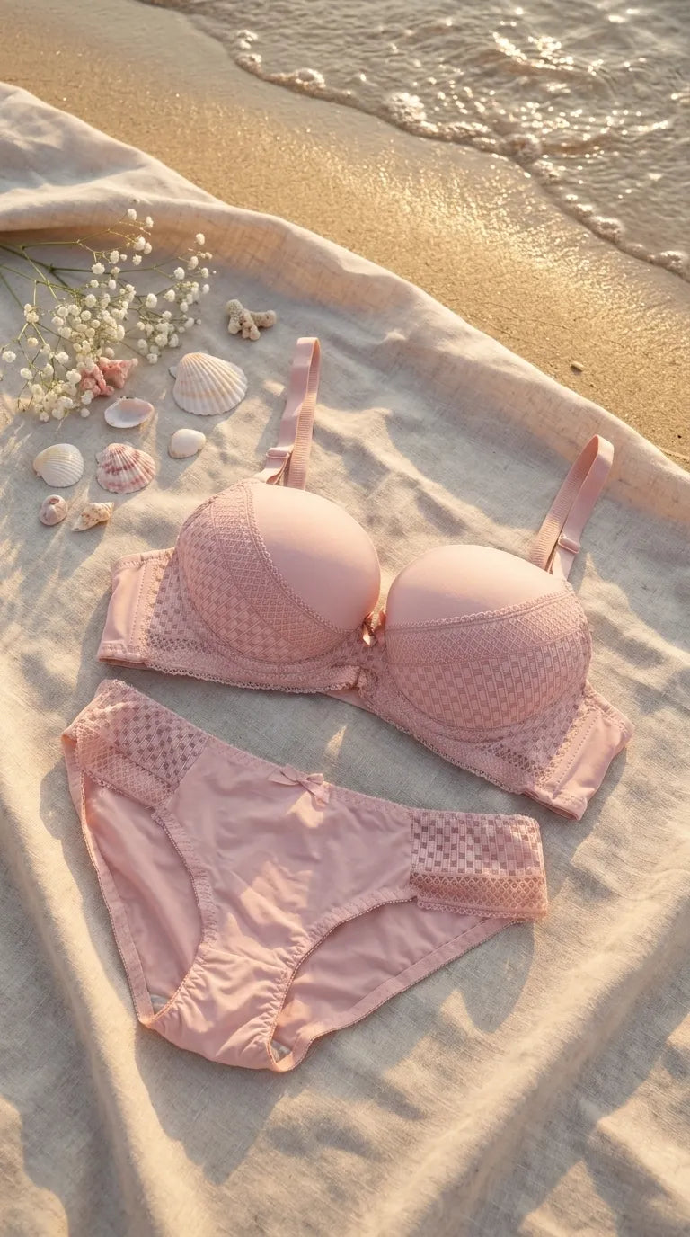 Pink Push-Up Bra Set For Ladies LB2081
