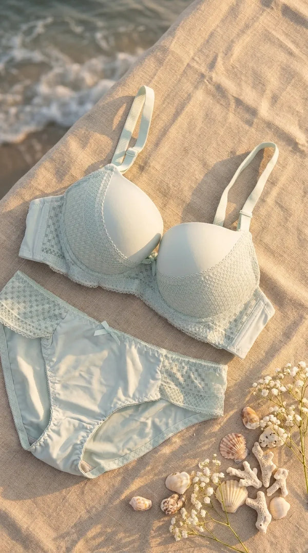 Sky Blue Push-Up Bra Set For Ladies LB2081