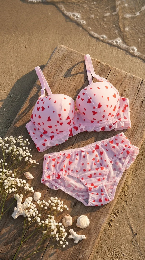 Pink Padded Bra Set For Women LB2082