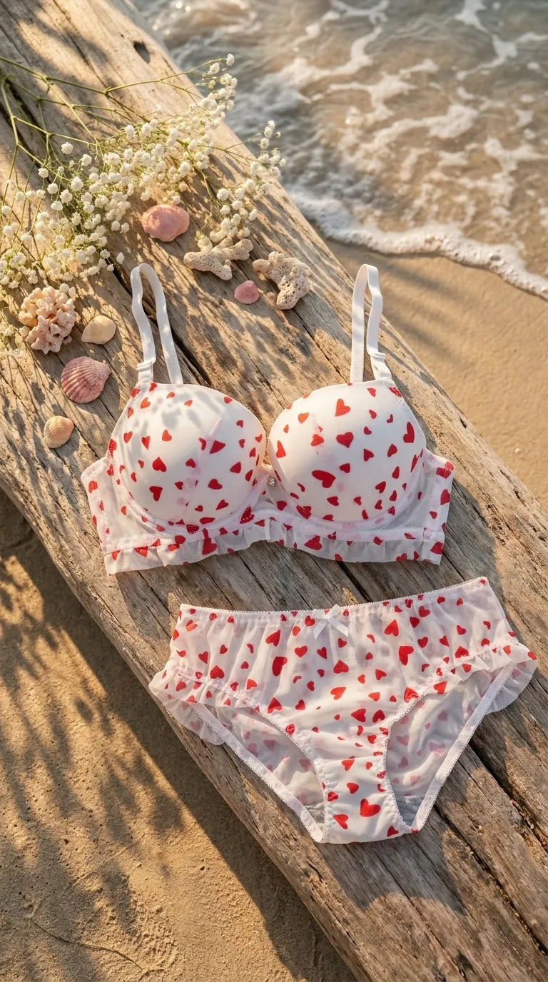 Off/White Padded Bra Set For Women LB2082