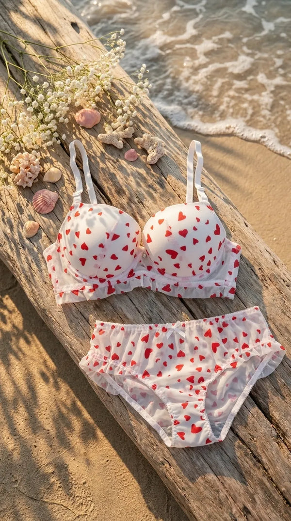 Off/White Padded Bra Set For Women LB2082