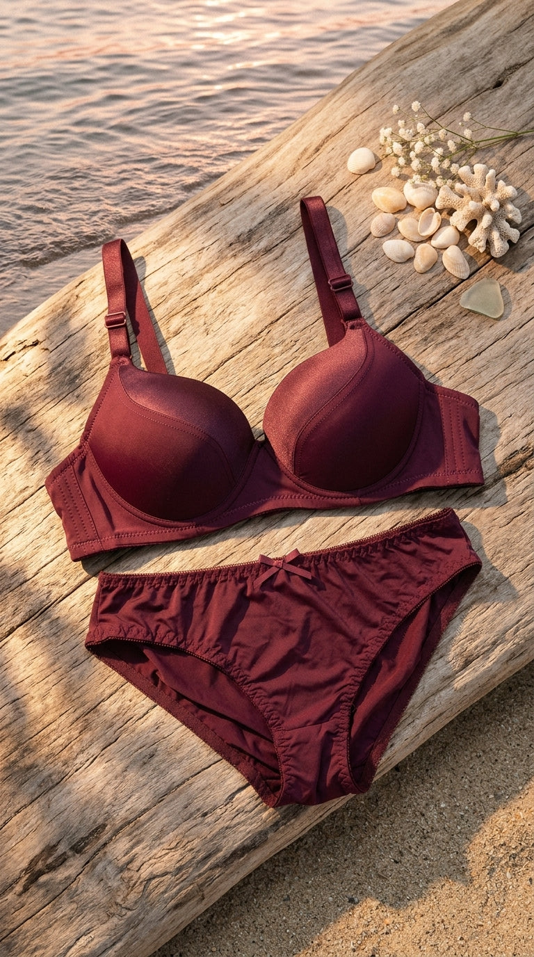 Red Padded Bra Set For Women LB2085