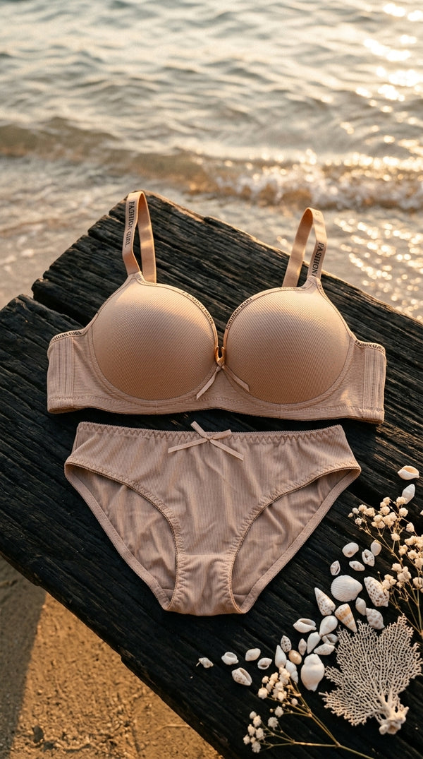 Yellow Padded Bra Set For Women LB2086