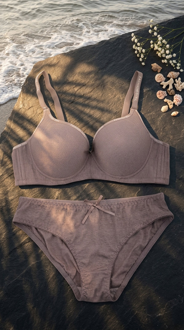 Coffee Padded Bra Set For Women LB2086