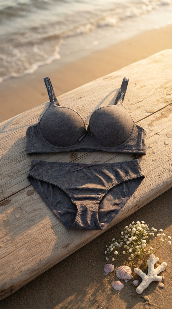 Ice Blue Padded Bra Set For Women LB2086