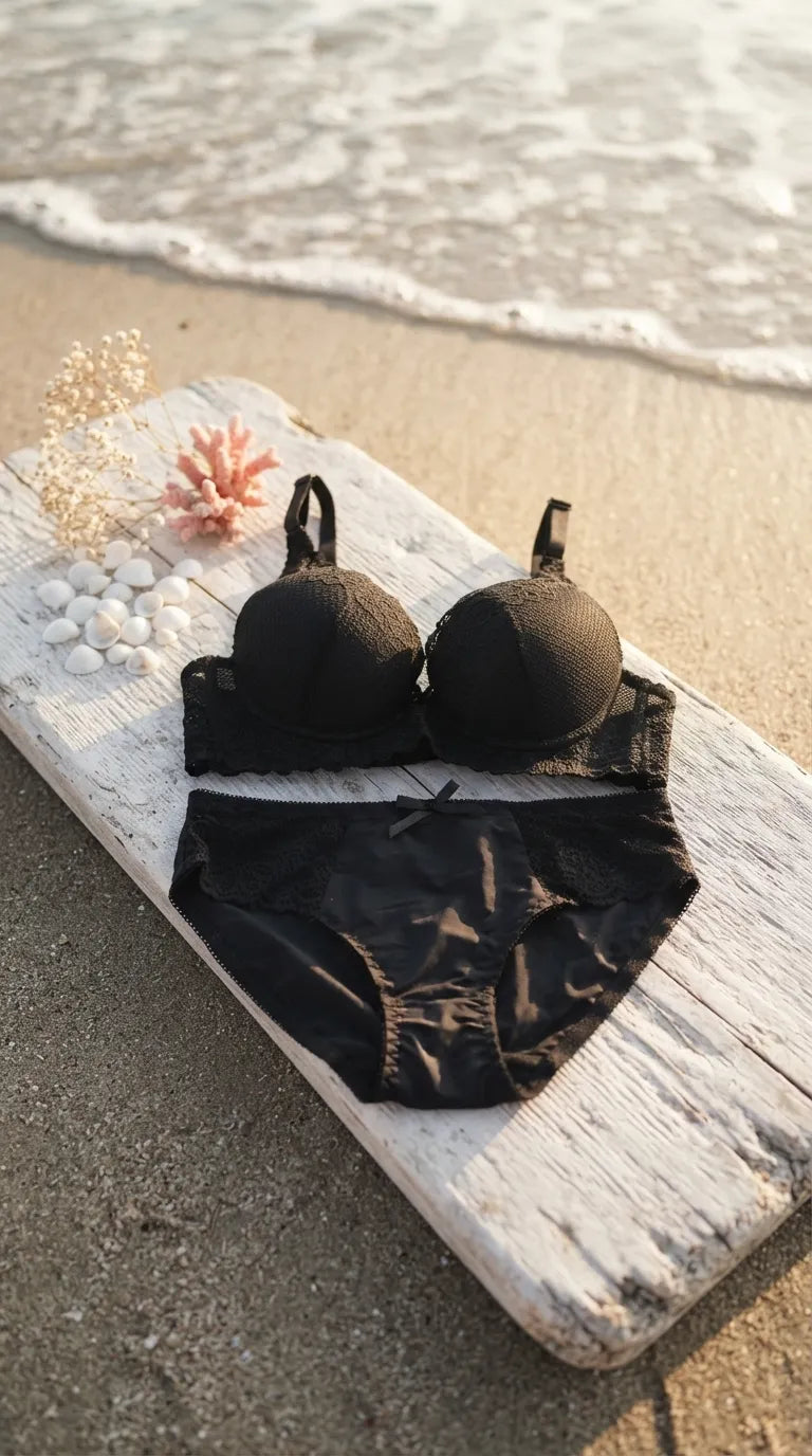 Black Push-Up Bra Set For Women LB2089