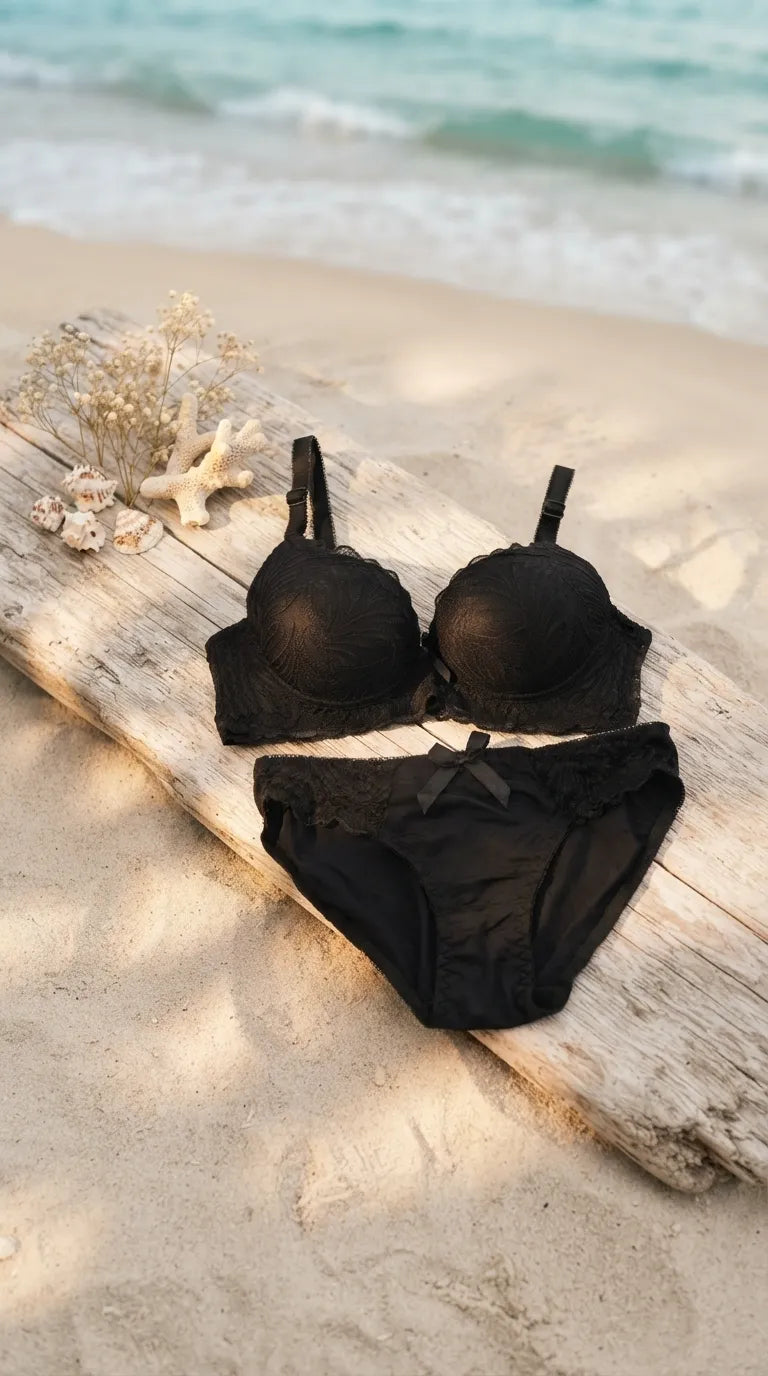 Black Push-Up Bra Set For Women LB2090