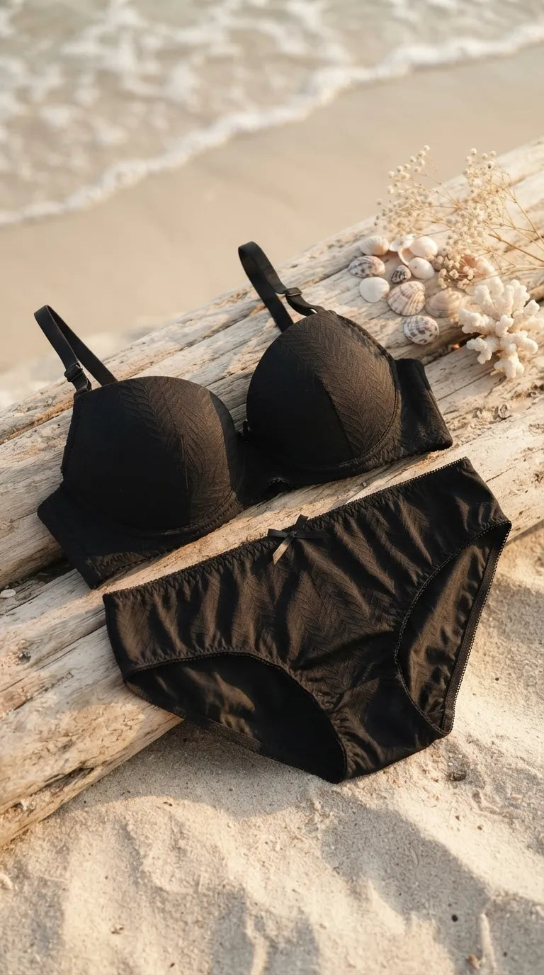 Black Push-Up Bra Set For Women LB2091
